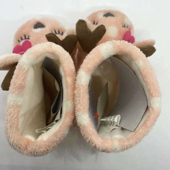 Cat & Jack Toddler Deer Boot Slippers-Pink-Size 4T-5T-NWT - Picture 5 of 7